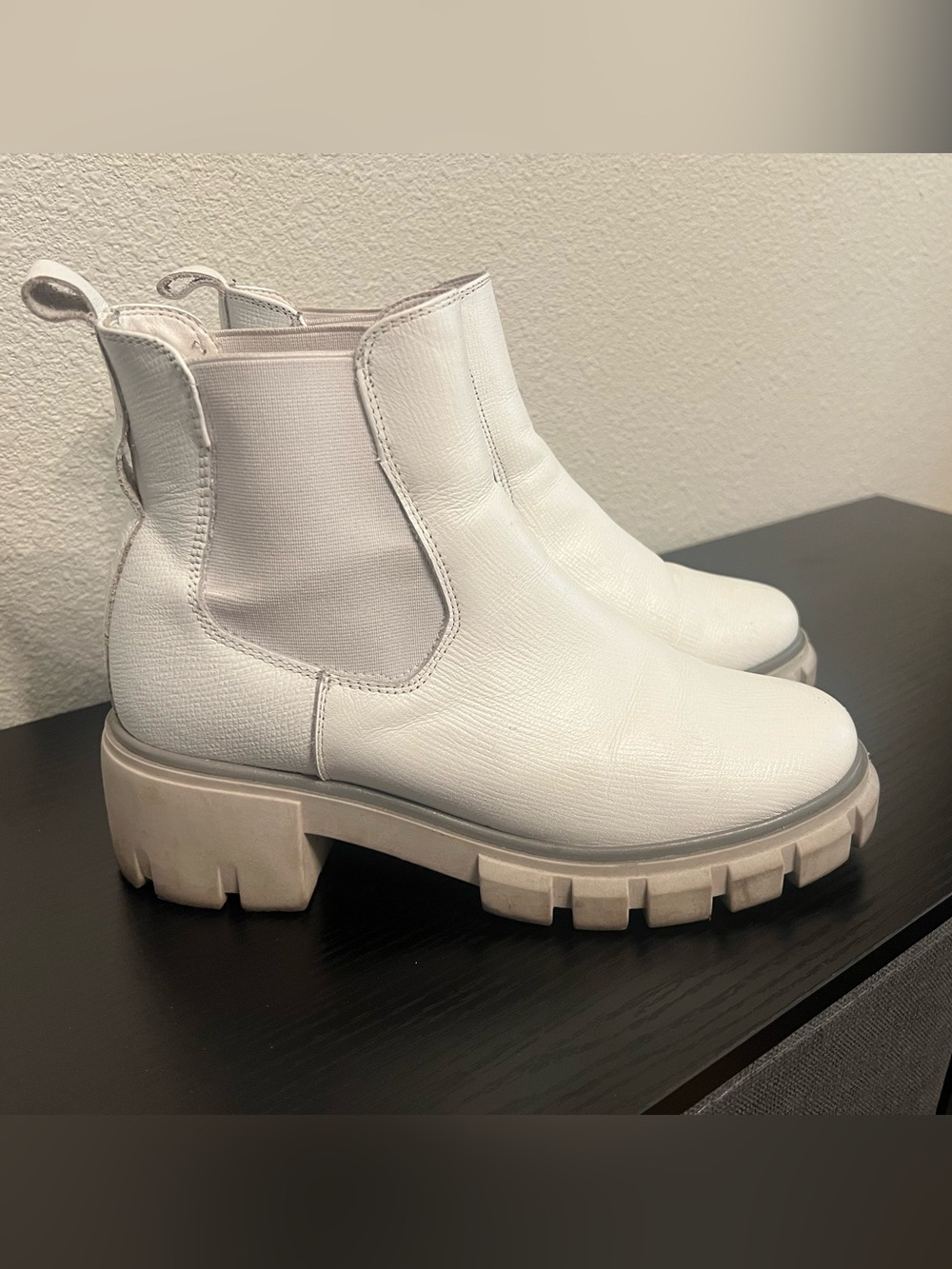 Women’s White Chelsea Lug Sole Ankle Boots